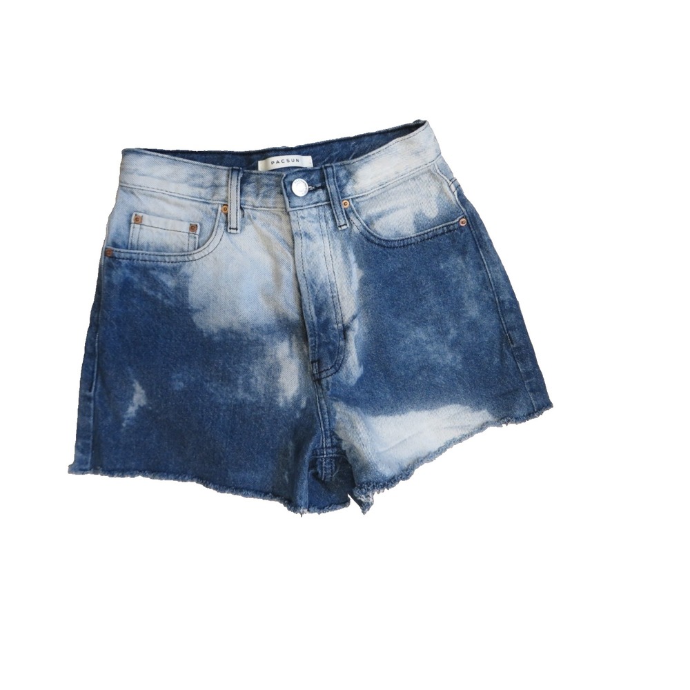 PacSun High Waisted Denim Bleached Blue Denim Jean Shorts‎ Women's Size 24